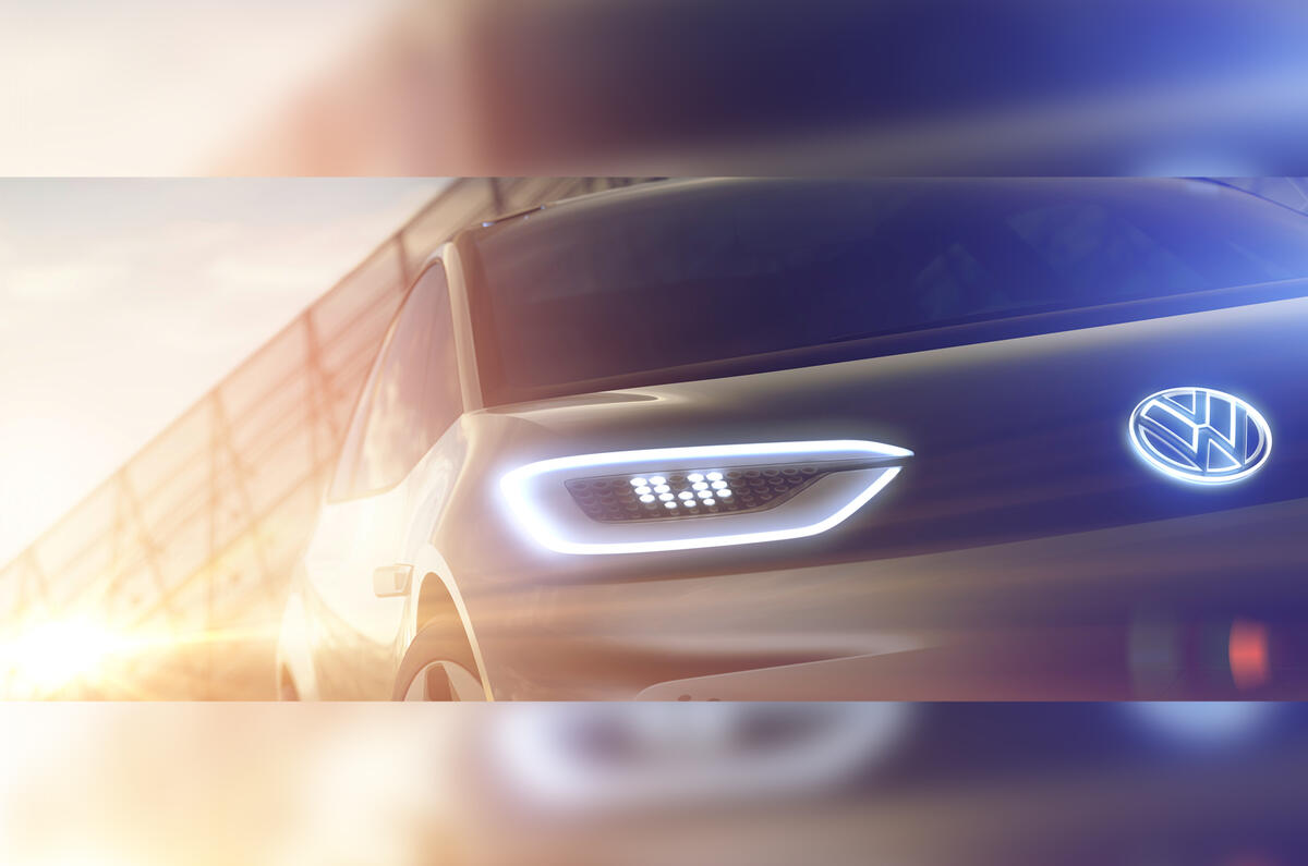 Volkswagen EV teased ahead of Paris motor show