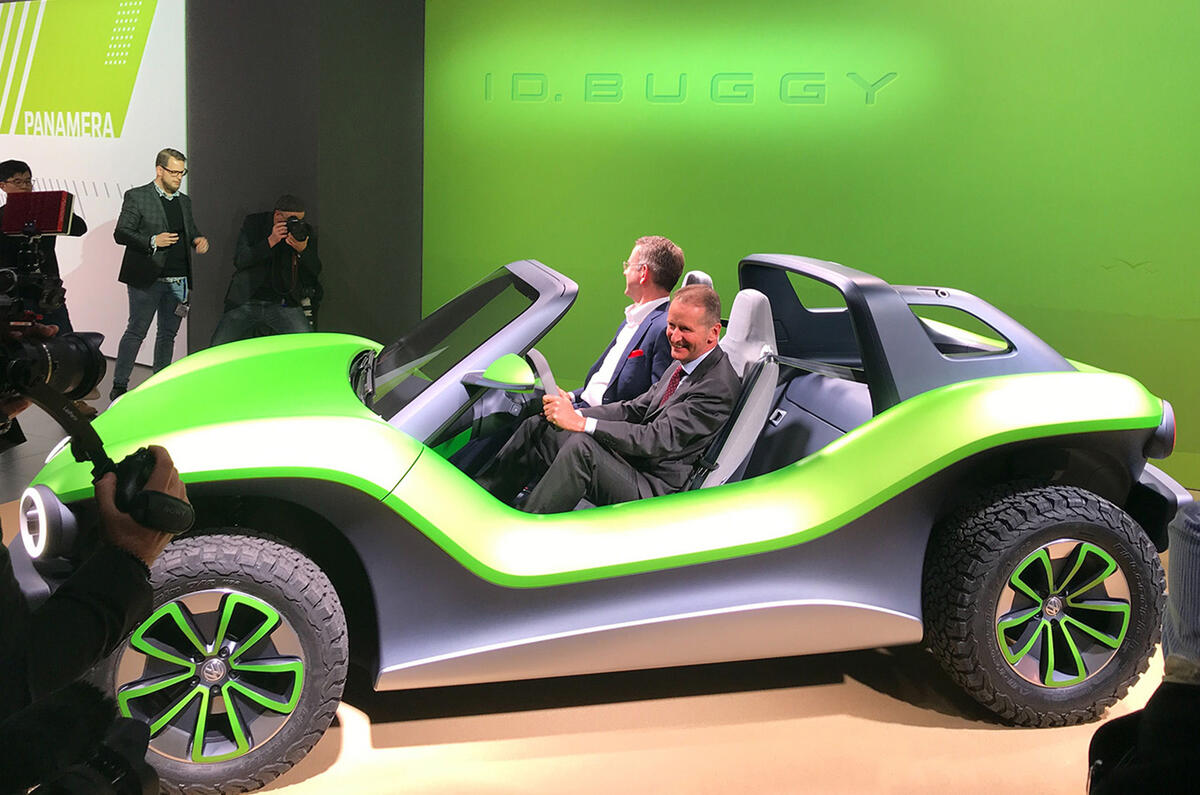 Volkswagen ID Buggy concept Geneva motor show 2019 - Diess driving