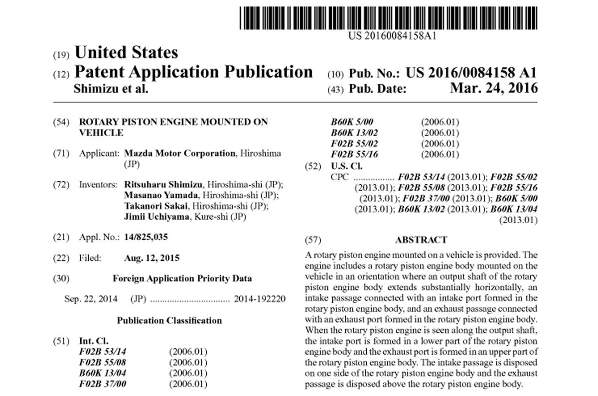 Mazda Wankel engine patent