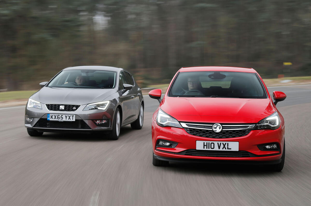 Seat Leon Ford Focus Vauxhall Astra Versus Mazda 3 Warm Hatch Group Test Autocar