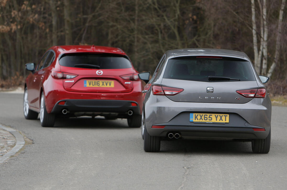 Seat Leon, Ford Focus, Vauxhall Astra versus Mazda 3
