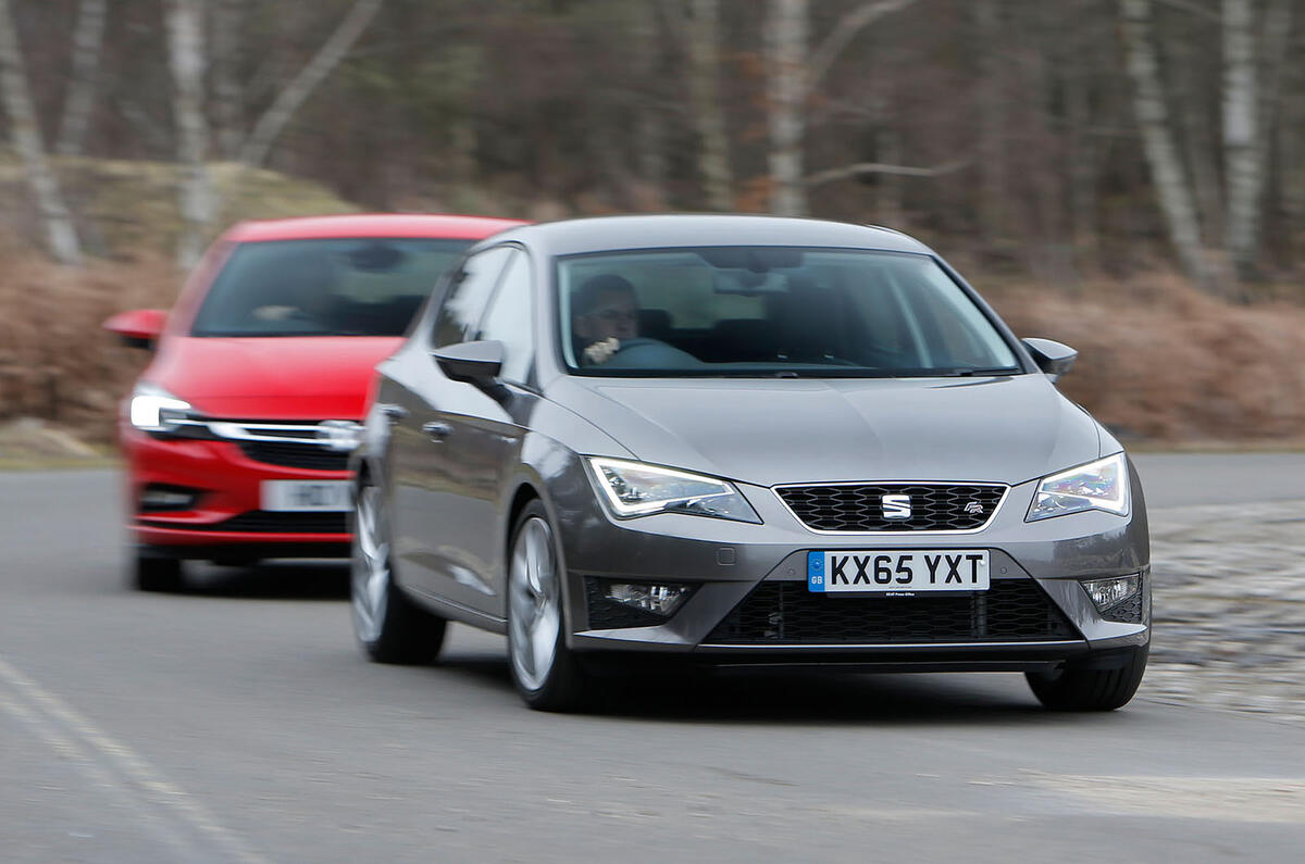 Seat Leon, Ford Focus, Vauxhall Astra versus Mazda 3