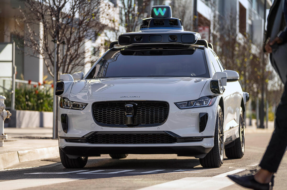 Waymo Jaguar I Pace 2022 front quarter static Waymo Jaguar I Pace 2022 front quarter static