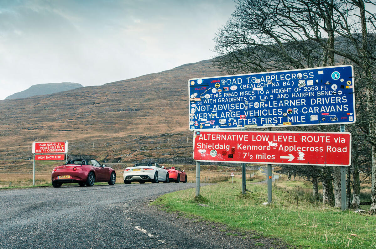 Jaguar F-type, Porsche Boxster Spyder, Mazda MX-5
