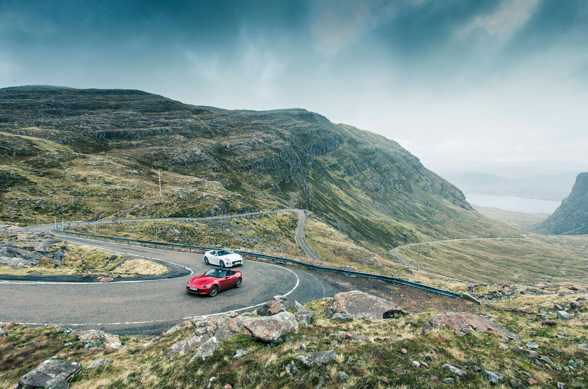 Porsche Boxster Spyder, Jaguar F-type and Mazda MX-5