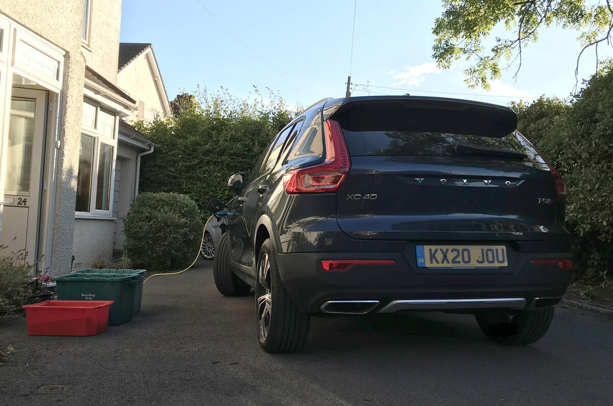 Volvo XC40 Recharge T5 2020 long-term review - home charging rear Volvo XC40 Recharge T5 2020 long-term review - home charging rear