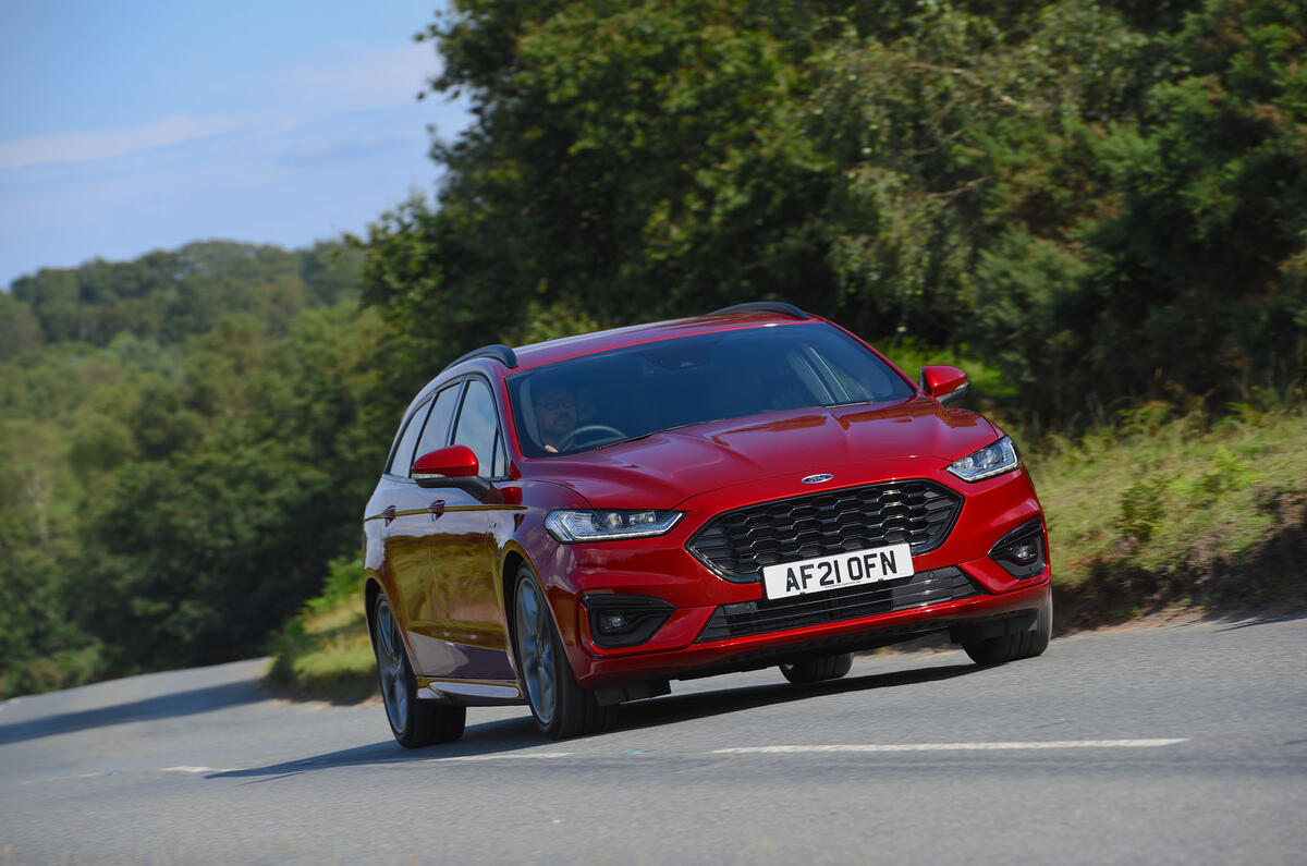 13 Ford Mondeo hybrid estate long term on road front 13 Ford Mondeo hybrid estate long term on road front