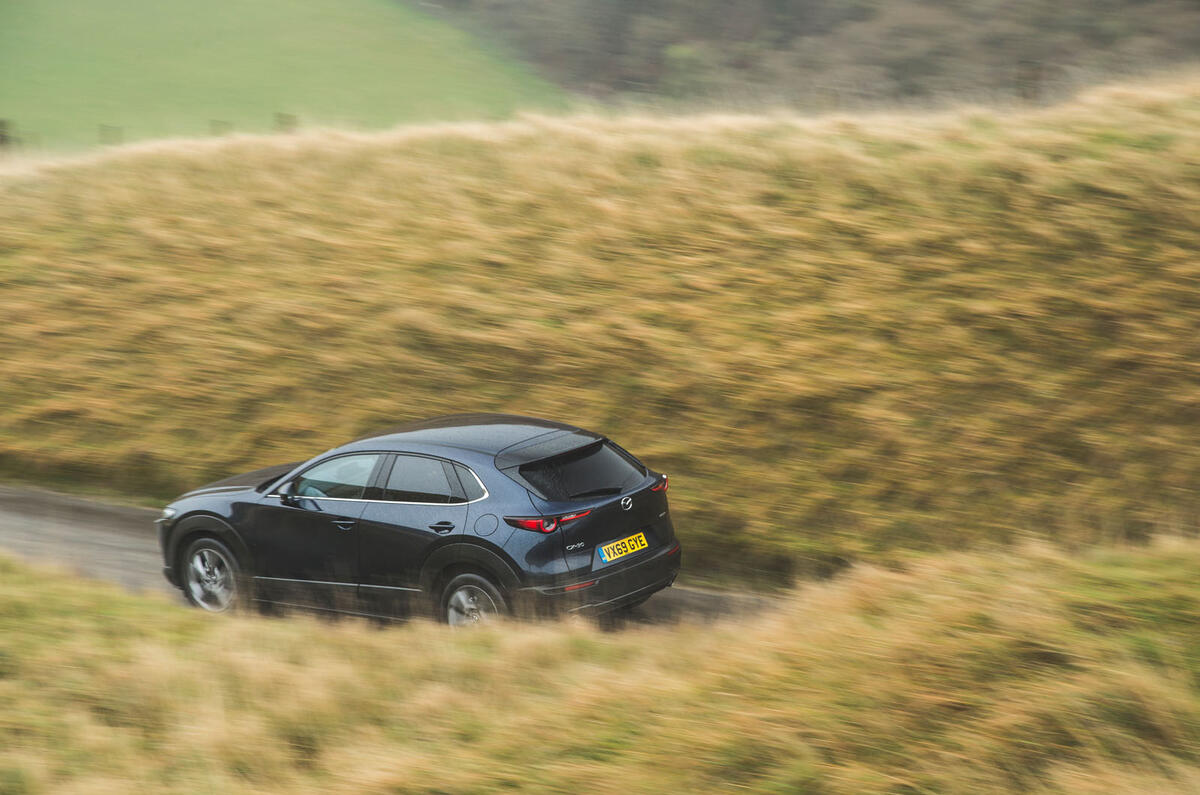 20 Mazda MX 30 2021 long term review on road rear 20 Mazda MX 30 2021 long term review on road rear