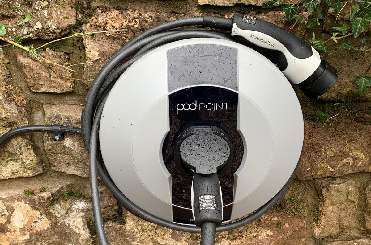 Mercedes E300de 2019 long-term review - podpoint charger
