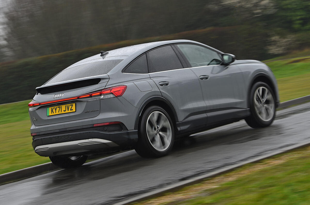 3 Audi Q4 etron Sportback LT tracking rear 3 Audi Q4 etron Sportback LT tracking rear