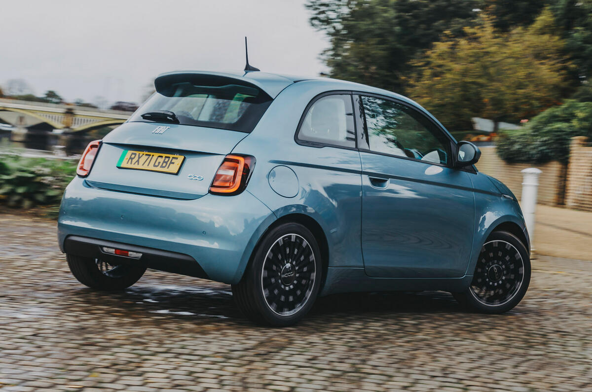 3 Fiat 500 EV 2022 long term review cornering rear 3 Fiat 500 EV 2022 long term review cornering rear