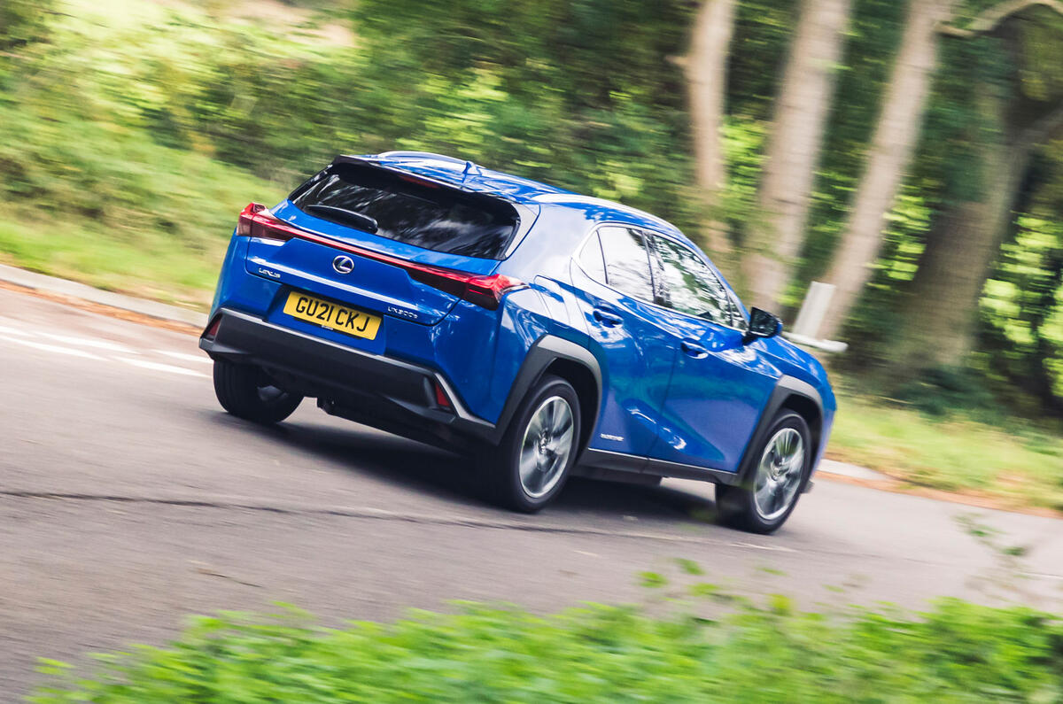 3 Lexus UX300e 2022 long term review cornering rear 3 Lexus UX300e 2022 long term review cornering rear