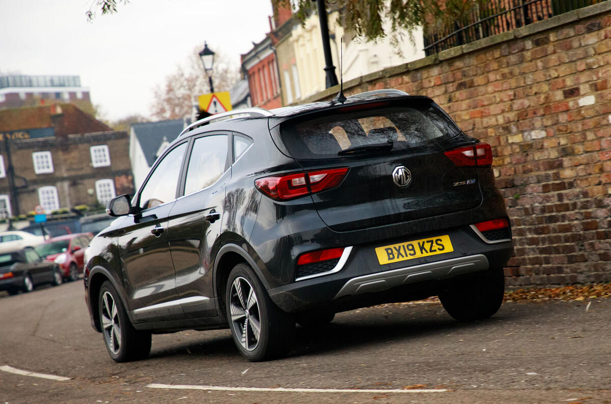 MG ZS EV 2020 long-term review - on the road rear