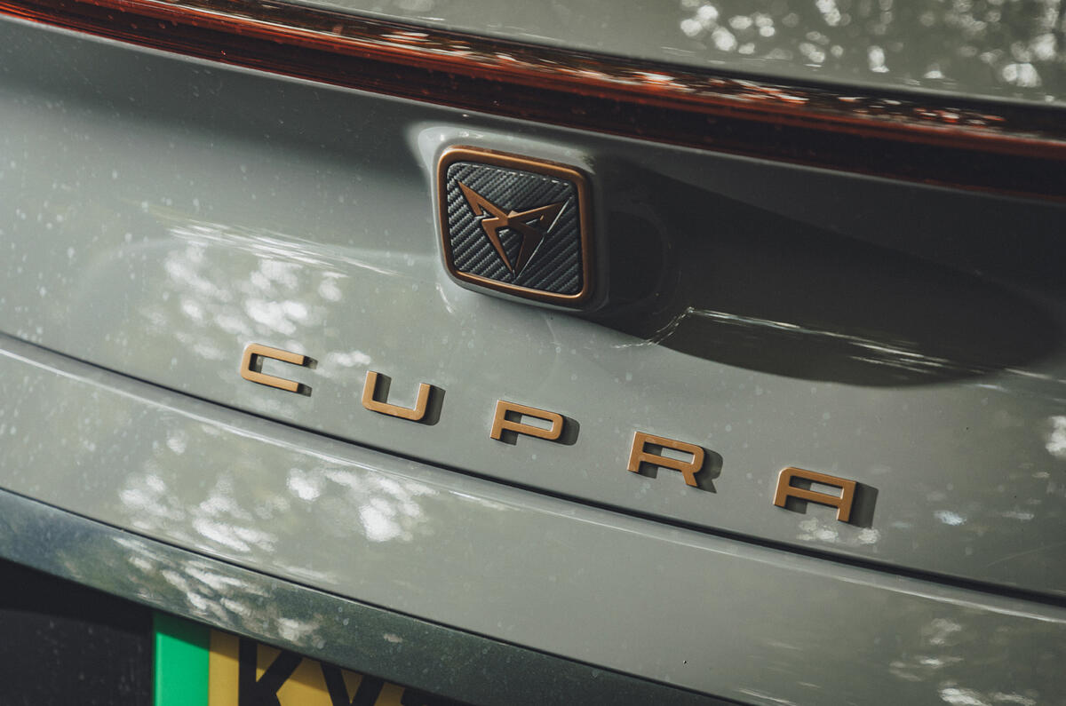 Cupra Born long term test badge close up Cupra Born long term test badge close up