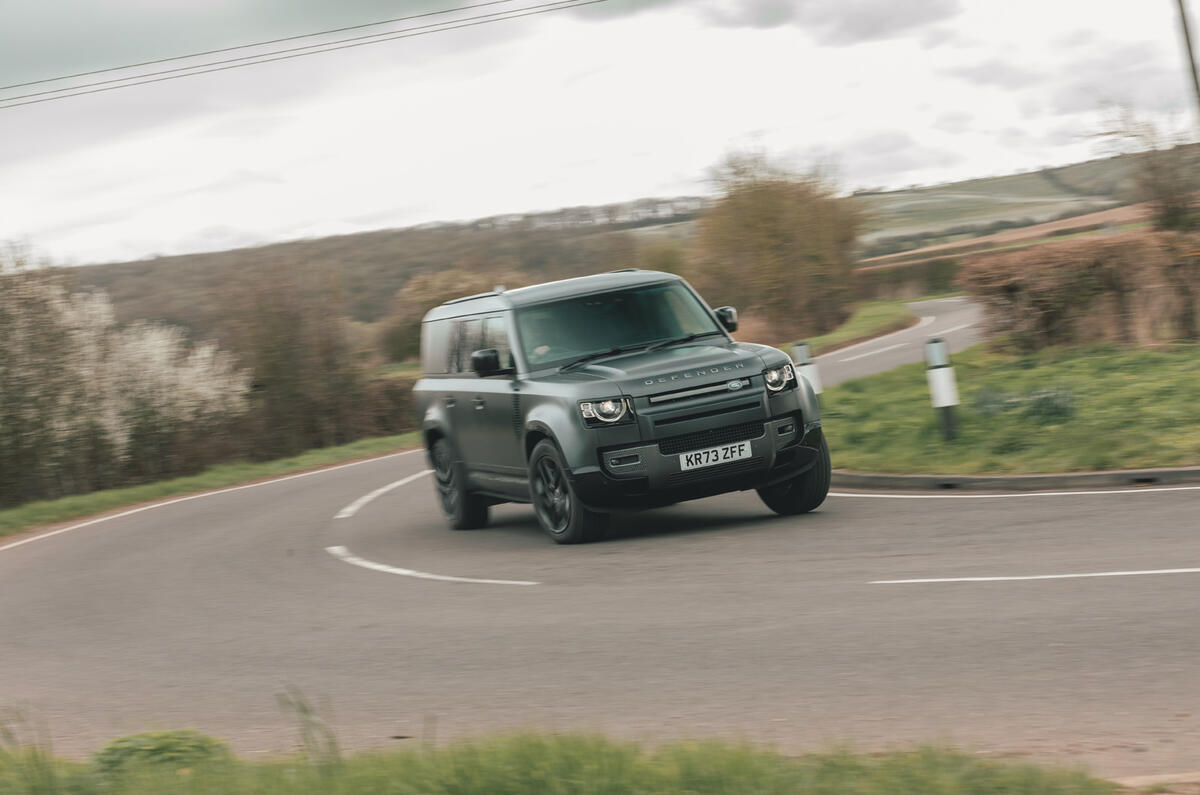 Land Rover Defender 130 cornering 2 Land Rover Defender 130 cornering 2