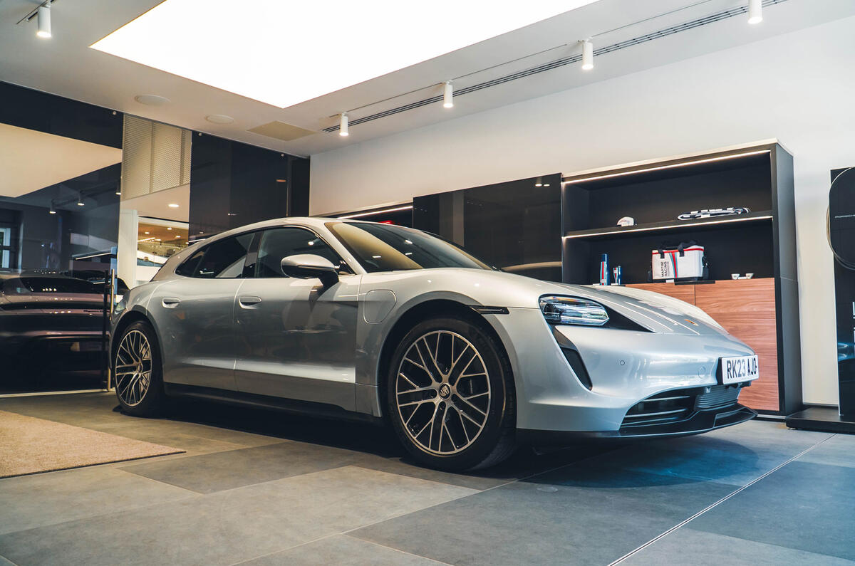 Porsche Taycan inside dealership