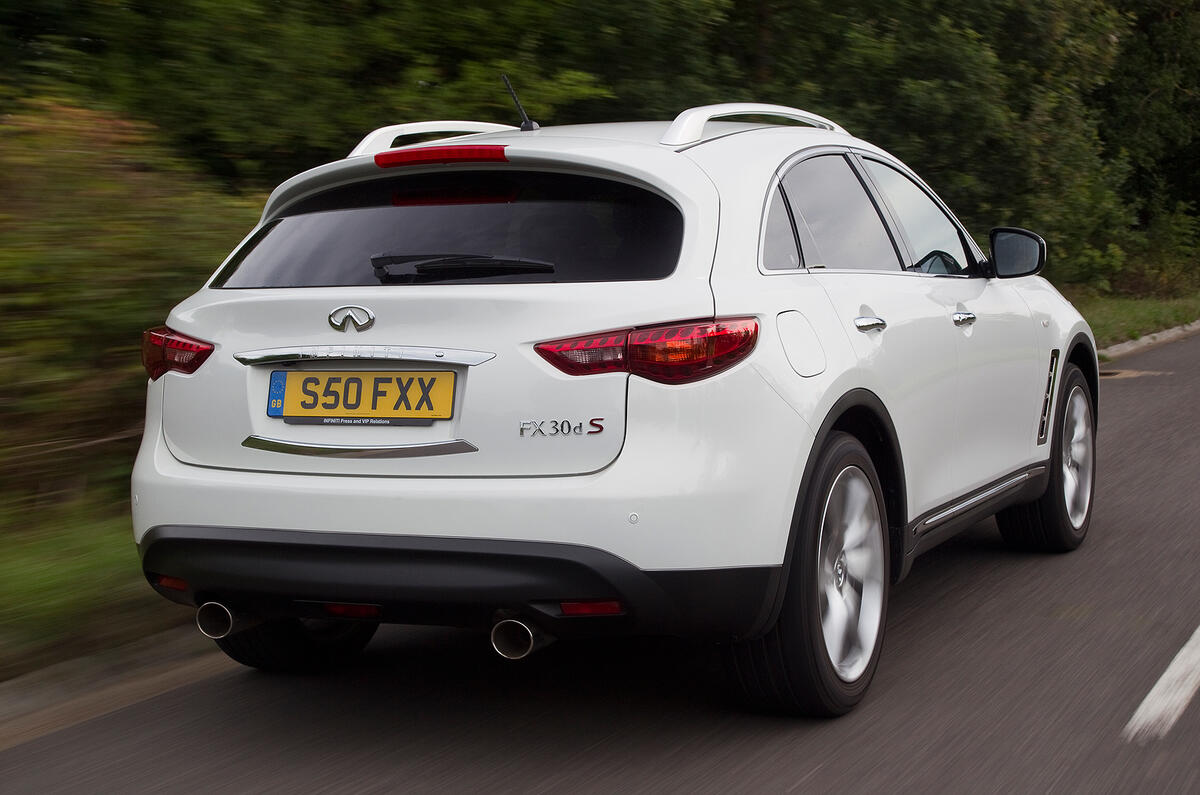 The FX stops in an impressively short distance and with good pedal feel Infiniti FX rear quarter