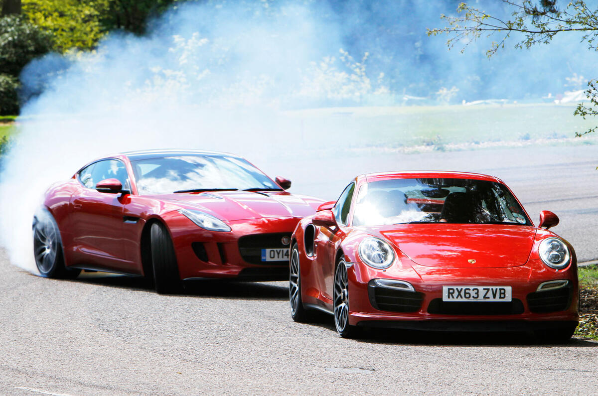 Comparison: new Jaguar F-type R coupe vs. Porsche 911 Turbo S