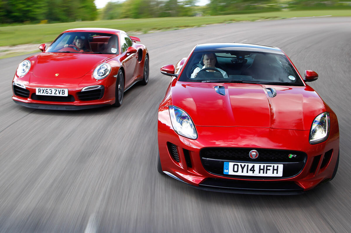no title Comparison: new Jaguar F-type R coupe vs. Porsche 911 Turbo S