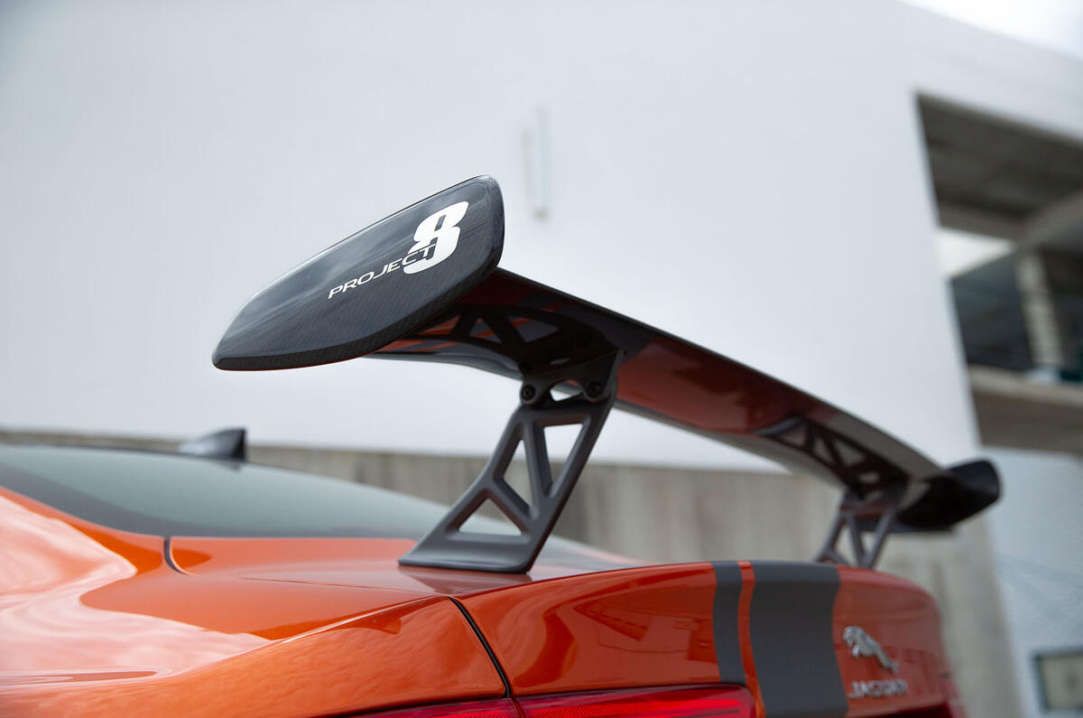 Jaguar XE SV Project 8 2018 road test review spoiler
