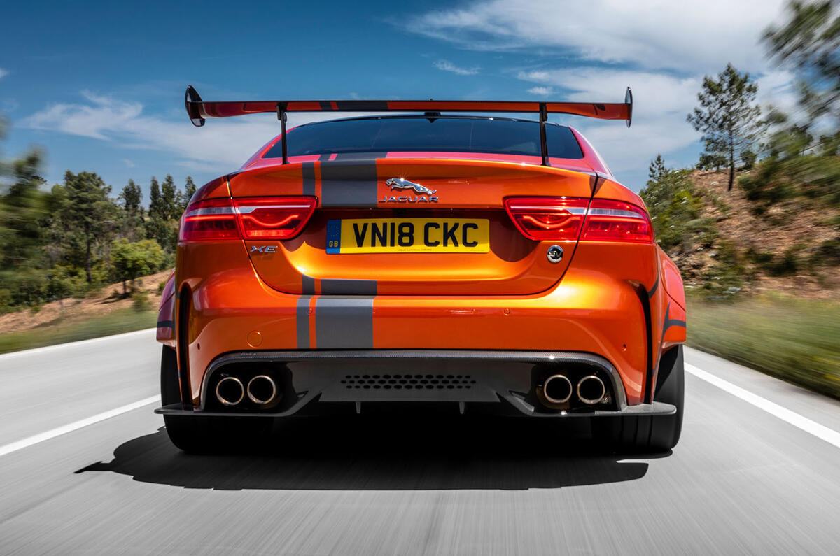 Jaguar XE SV Project 8 2018 road test review rear speed