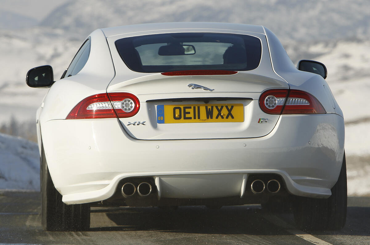 The XKR-S lacks the standard car's visual elegance, but it has the pace to match the in-your-face looks Jaguar XK rear end