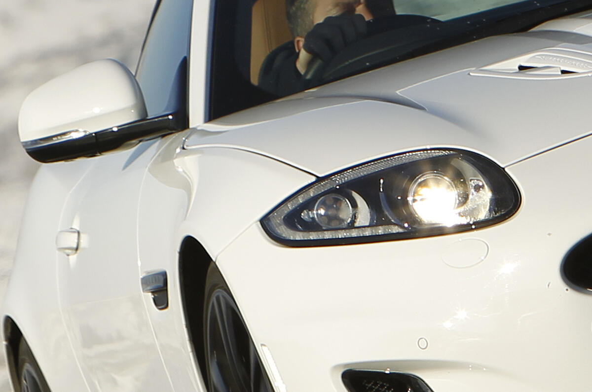 XK is attractive, even muscular from some angles, but conservative overall Jaguar XK xenon headlights