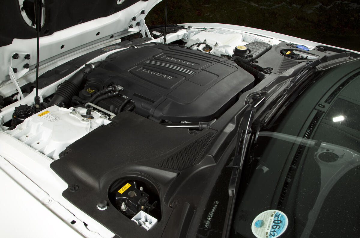 The 5.0-litre V8 develops 542bhp in the XKR-S and offers supercar pace Jaguar XK 5.0-litre V8 engine