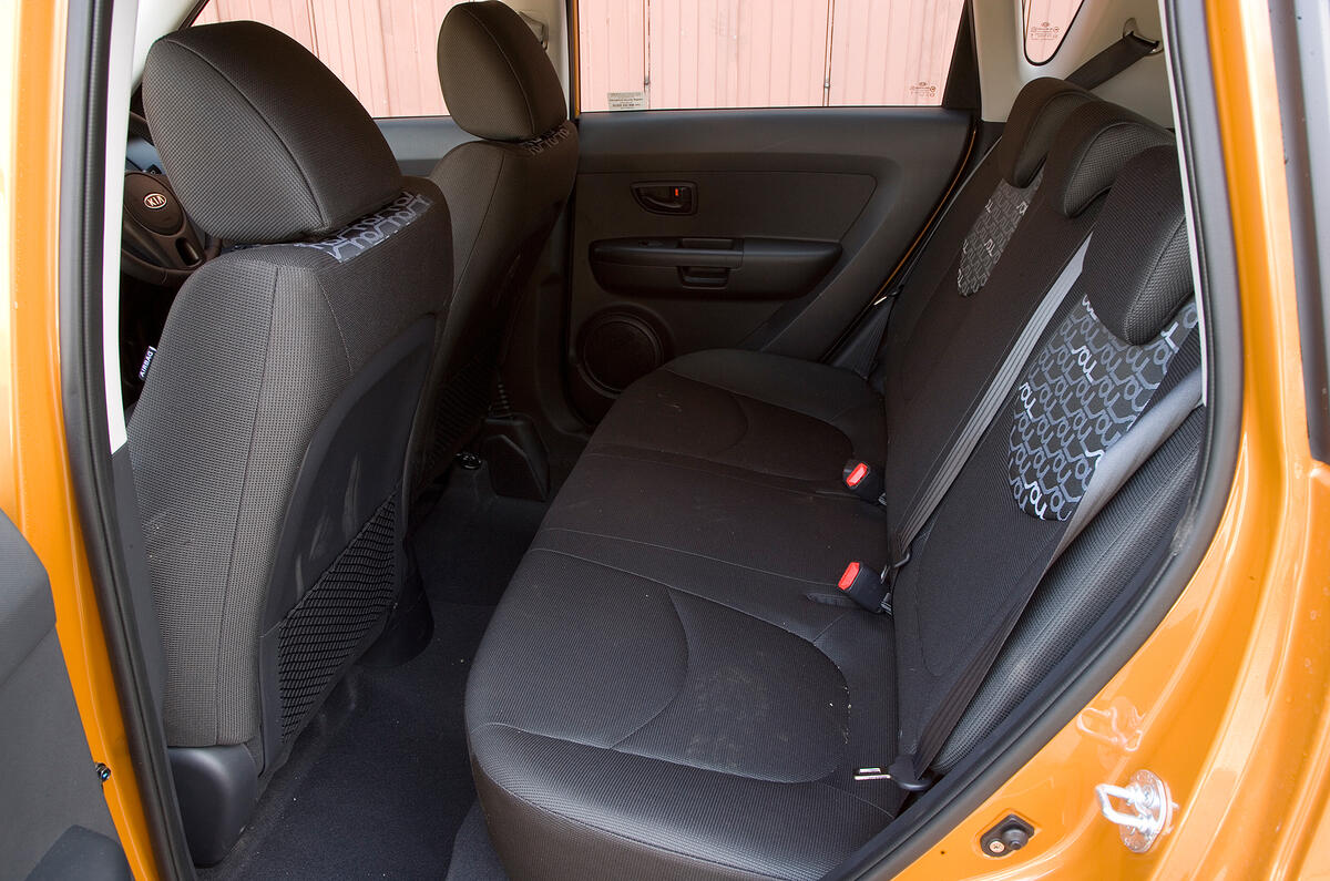 Even 6ft-tall rear passengers should have plenty of space for heads and legs Kia Soul rear seats