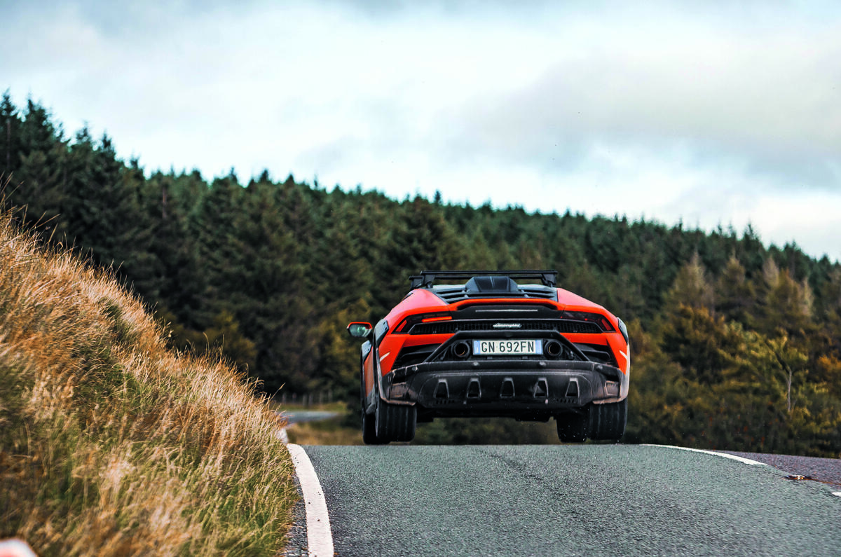 Lamborghini Huracan Sterrato rear on road