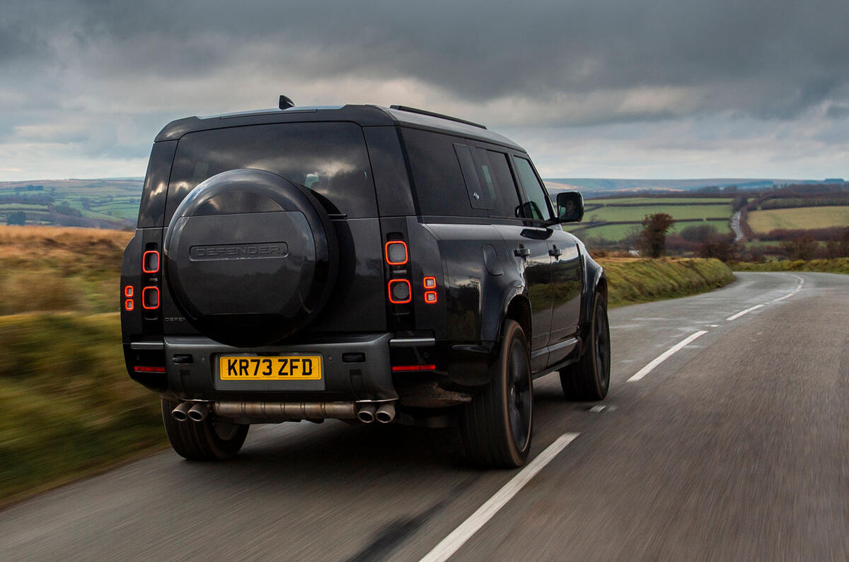 land rover defender v8 130 review 2023 03 tracking rear