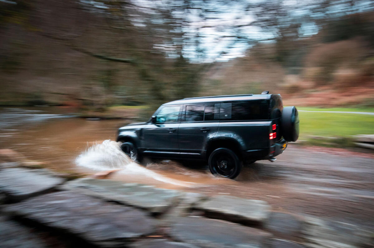 land rover defender v8 130 review 2023 18 wading