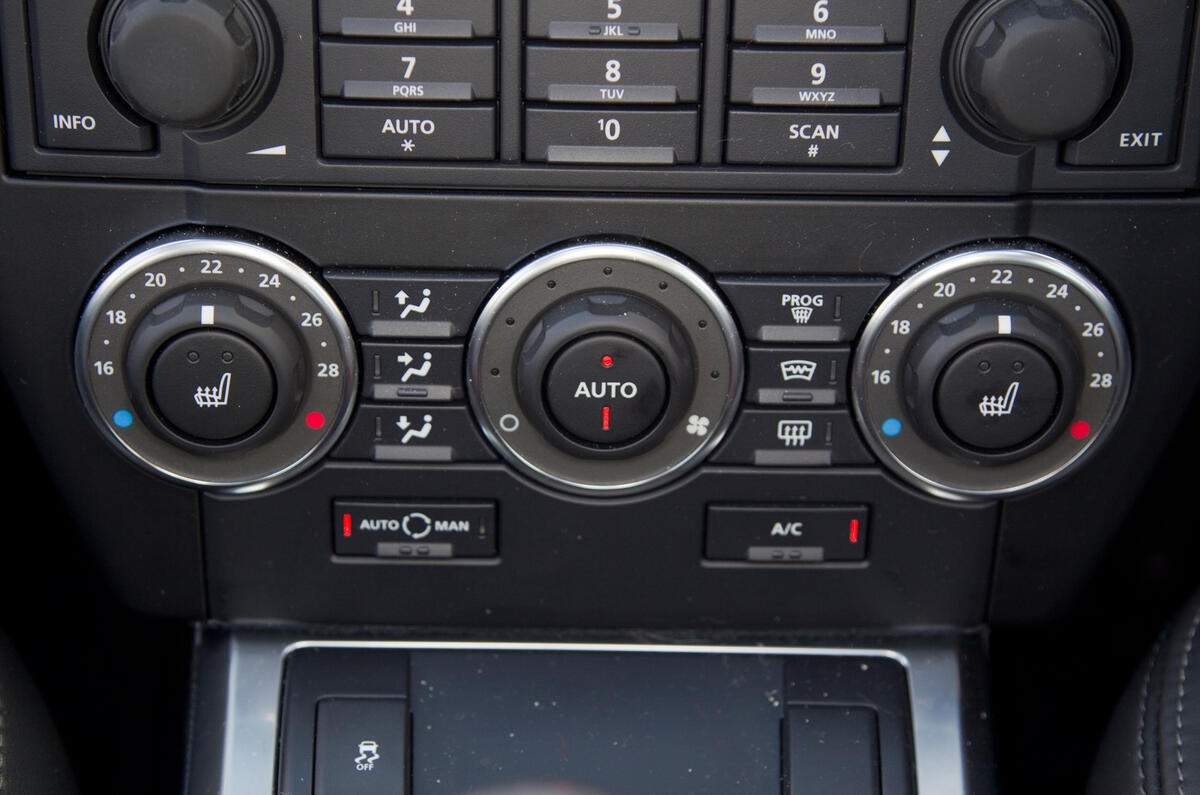 The button-heavy layout of the switchgear is beginning to age Land Rover Freelander switchgear