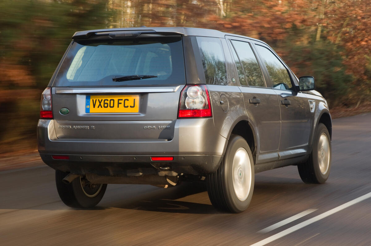 On the road, the SD4 pulls strongly from low revs Land Rover Freelander rear quarter