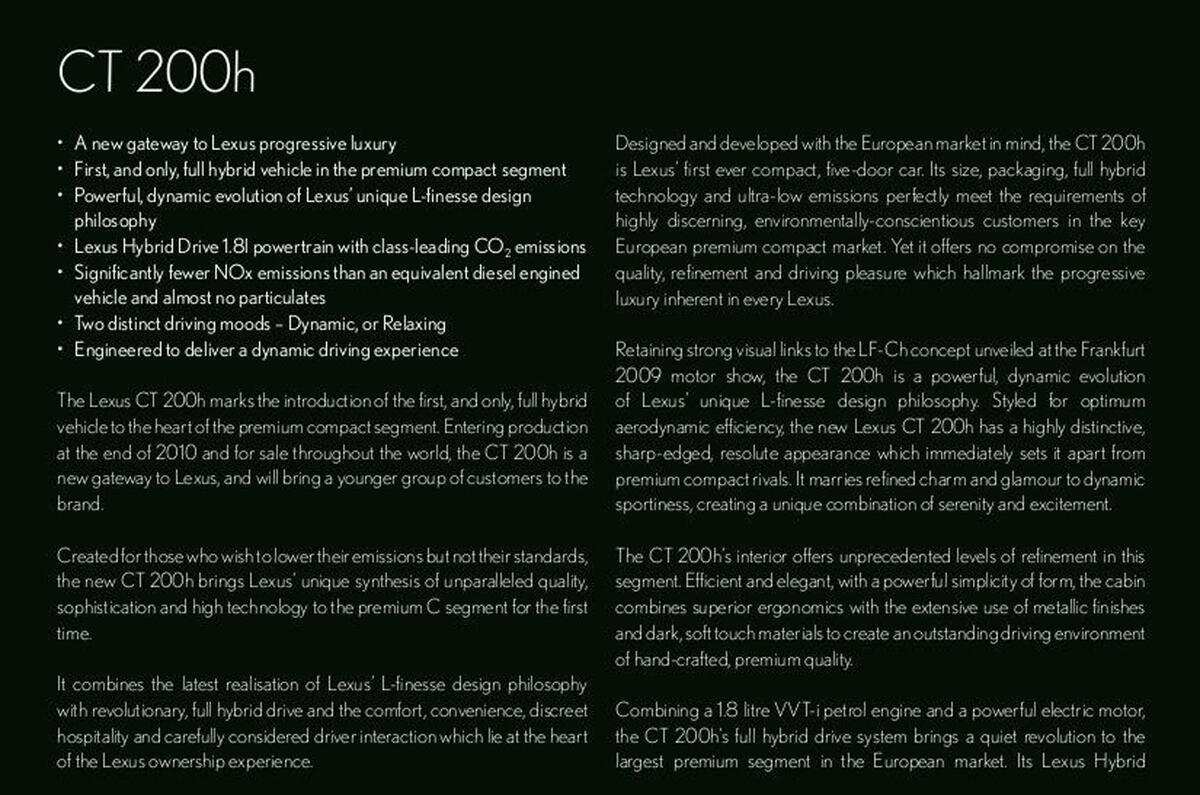 Lexus CT 200h revealed