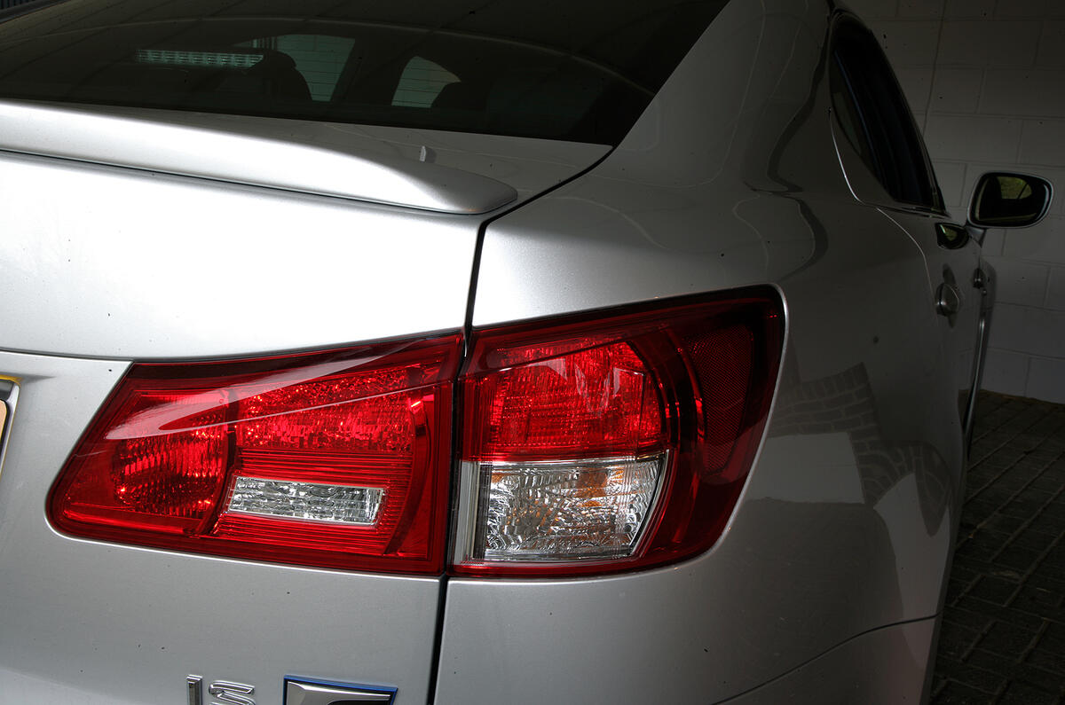 Rear lights continue a line that runs back from the front wheel arches Lexus IS-F rear lights