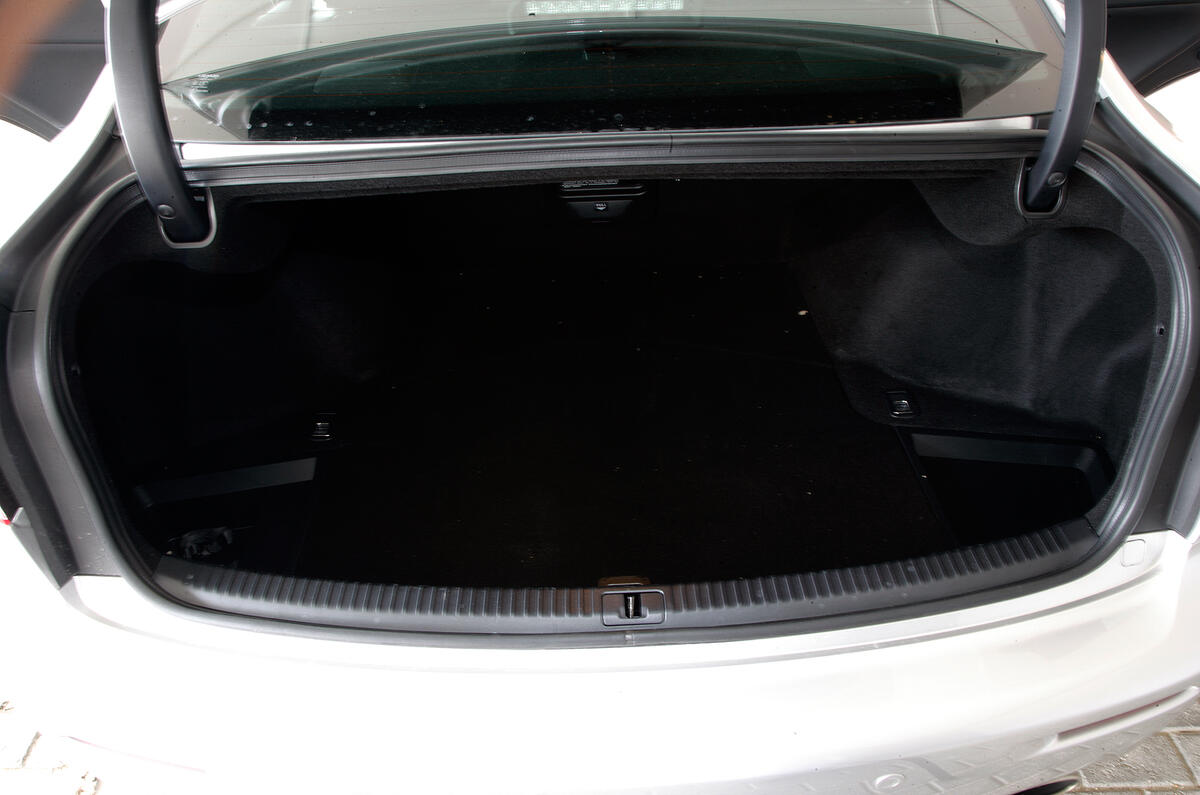 Boot is a good width, but it’s shallow and you’ll have a job fitting bulky objects Lexus IS-F boot space
