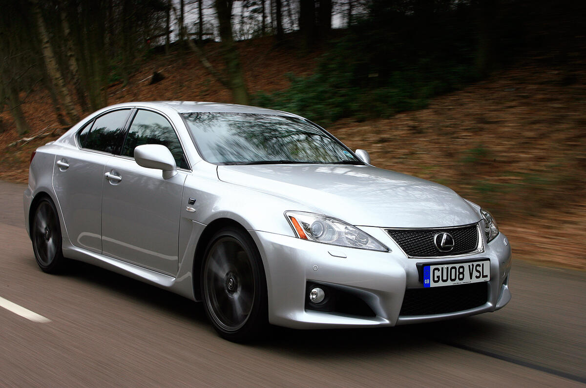 The IS-F emits a powerful woofle on start-up Lexus IS-F front quarter
