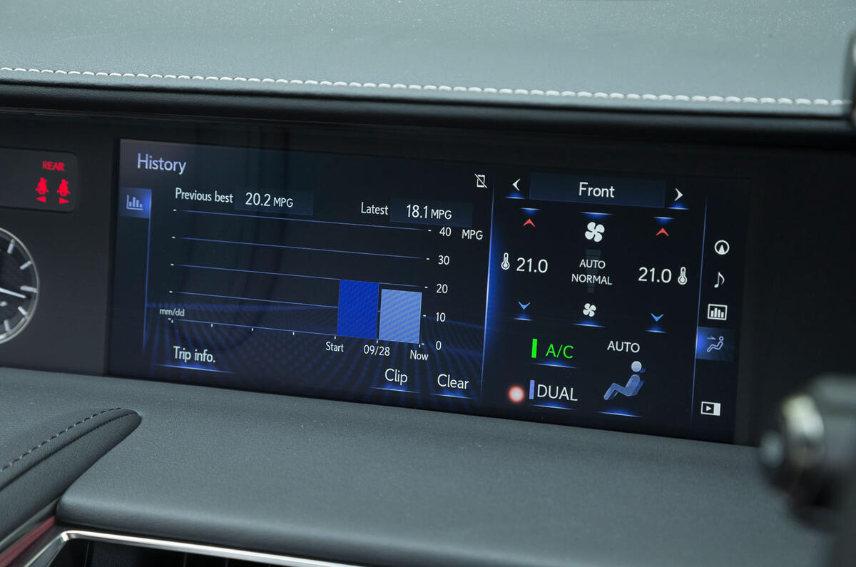 Lexus LC500 climate control screen