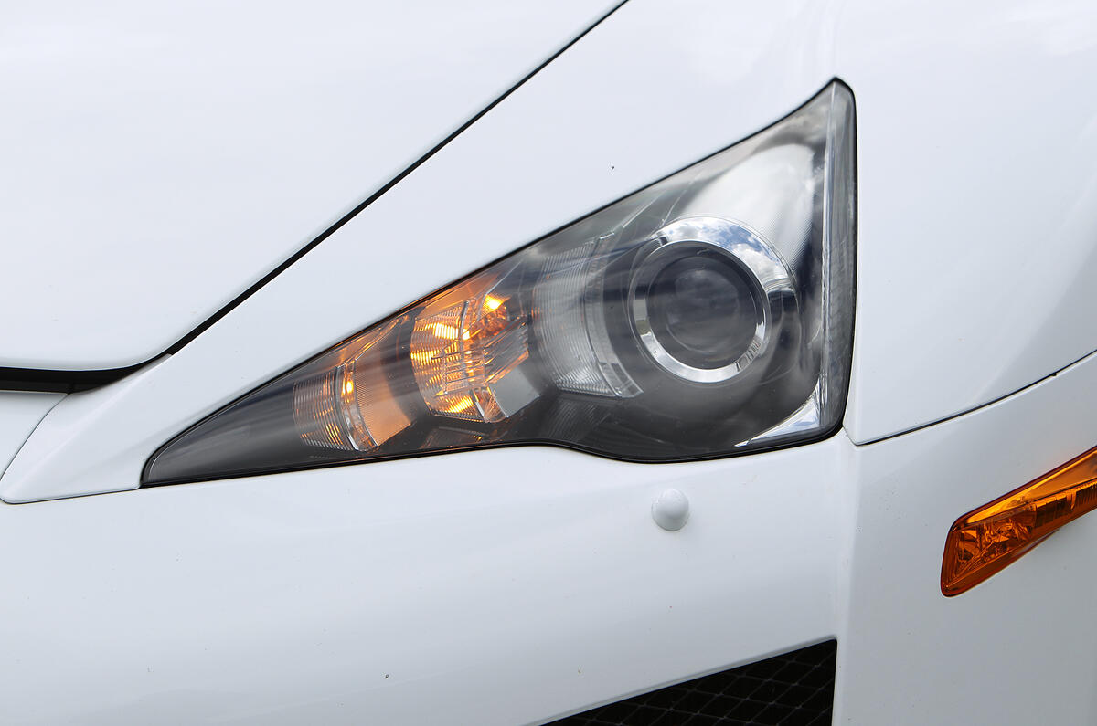 Triangles dominate the LFA's design, as here with the headlights Lexus LFA triangular headlights