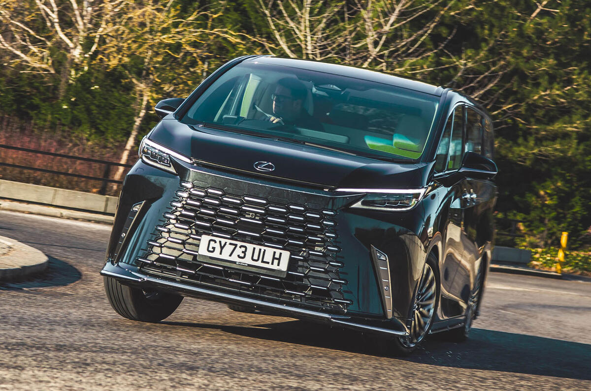 lexus lm review 2024 24 cornering front lexus lm review 2024 24 cornering front