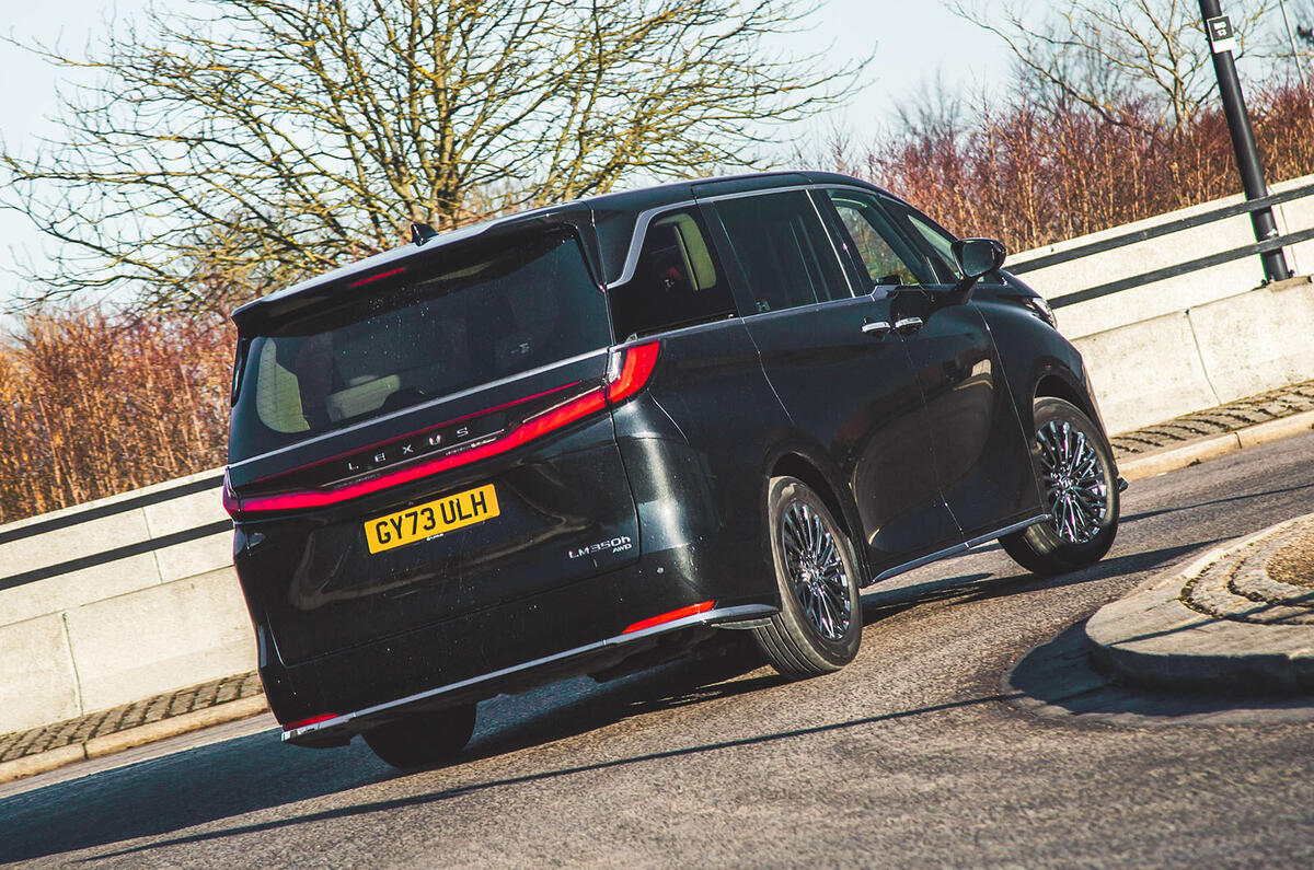 lexus lm review 2024 25 cornering rear lexus lm review 2024 25 cornering rear