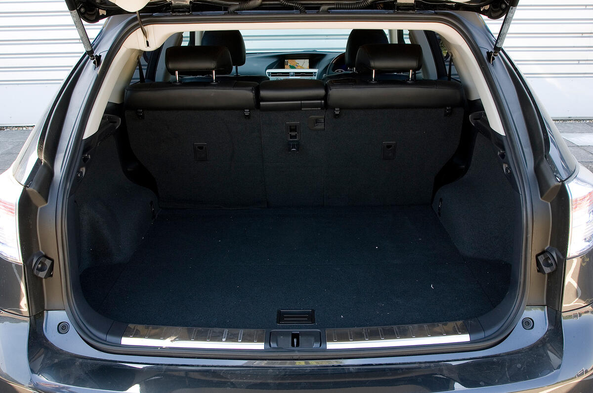 Limited boot space is the cabin’s biggest disappointment; rear seats split/fold Lexus RX boot space