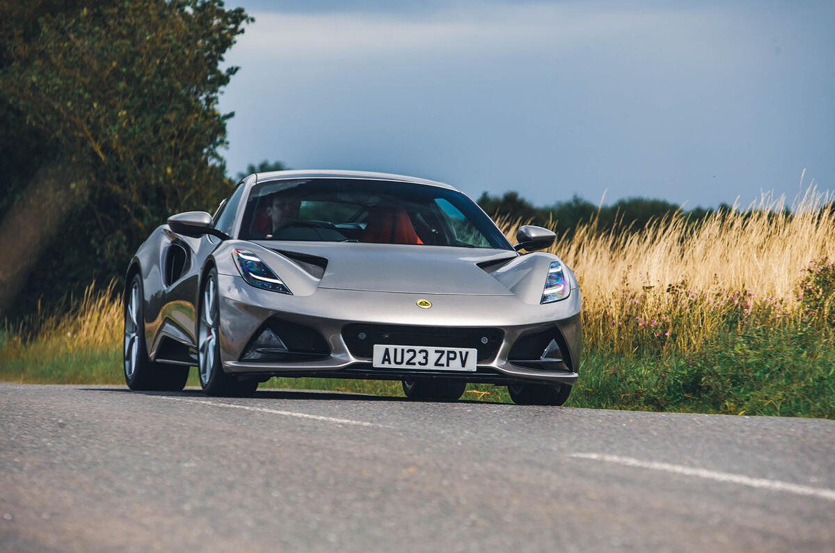 lotus emira 4 cylinder 2023 review 06 panning front lotus emira 4 cylinder 2023 review 06 panning front
