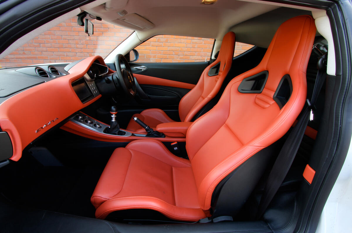 Front seats have thin padding and lack height adjustment but are supportive Lotus Evora sport seats