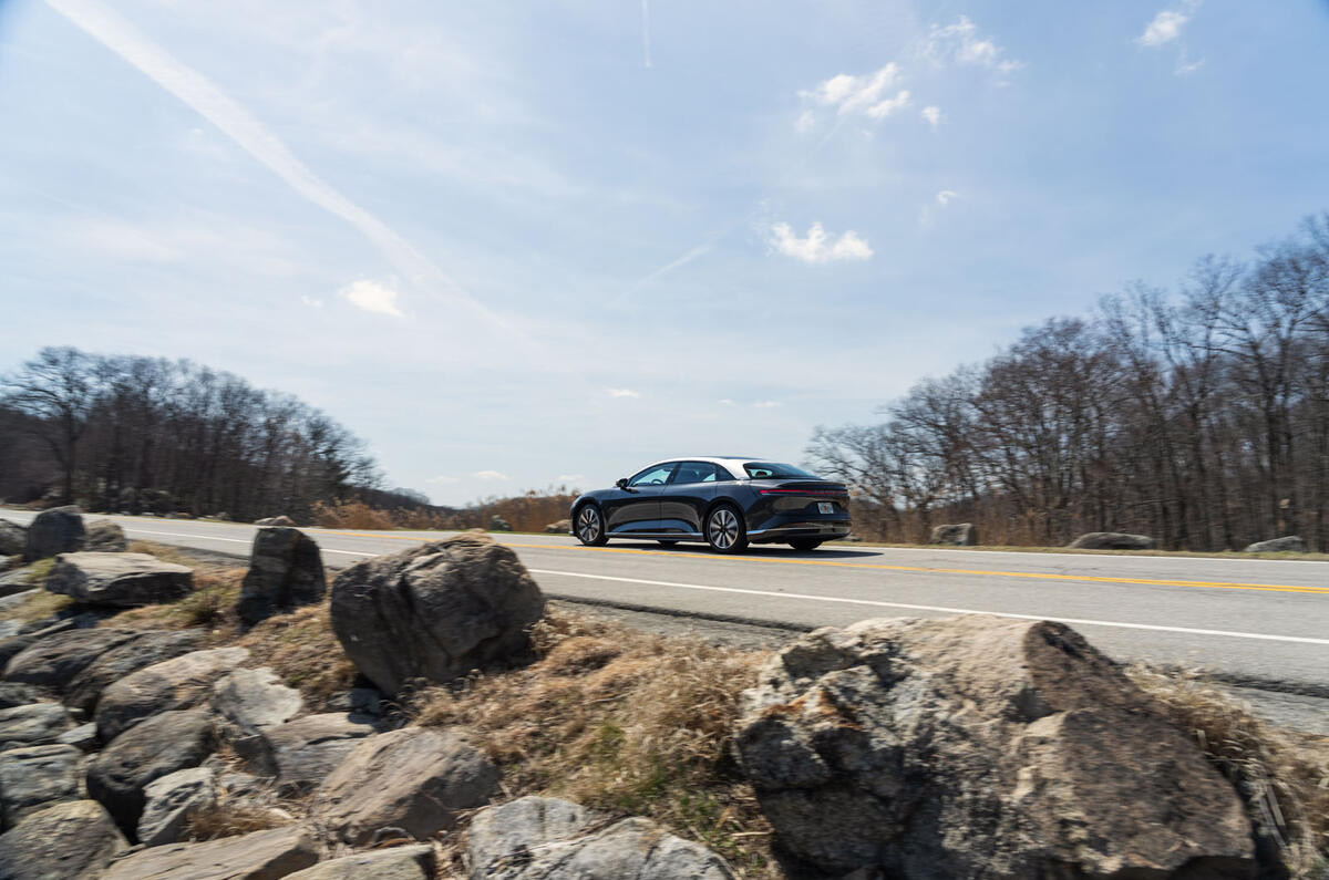 Lucid Air 2025 review driving rear action 0745