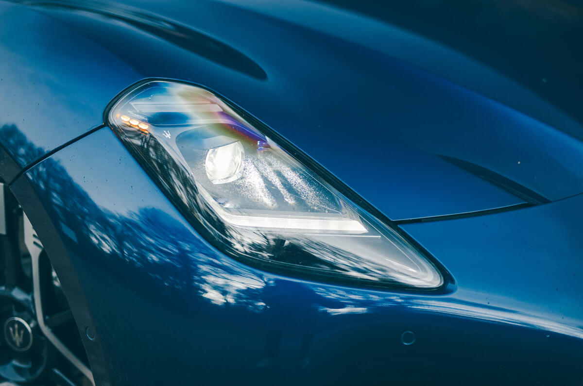 Maserati Granturismo Folgore review 2025 004 headlight Maserati Granturismo Folgore review 2025 004 headlight