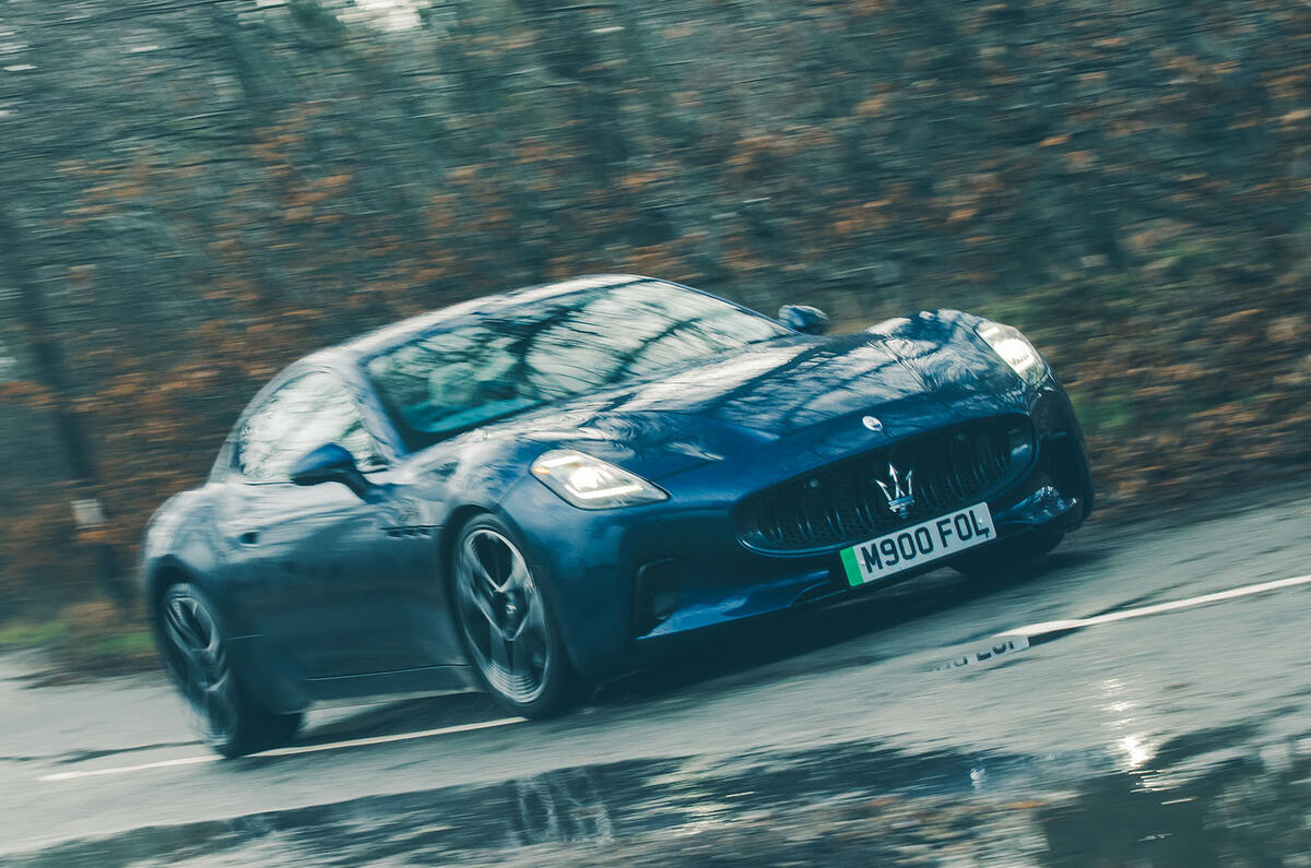 Maserati Granturismo Folgore review 2025 022 front action Maserati Granturismo Folgore review 2025 022 front action