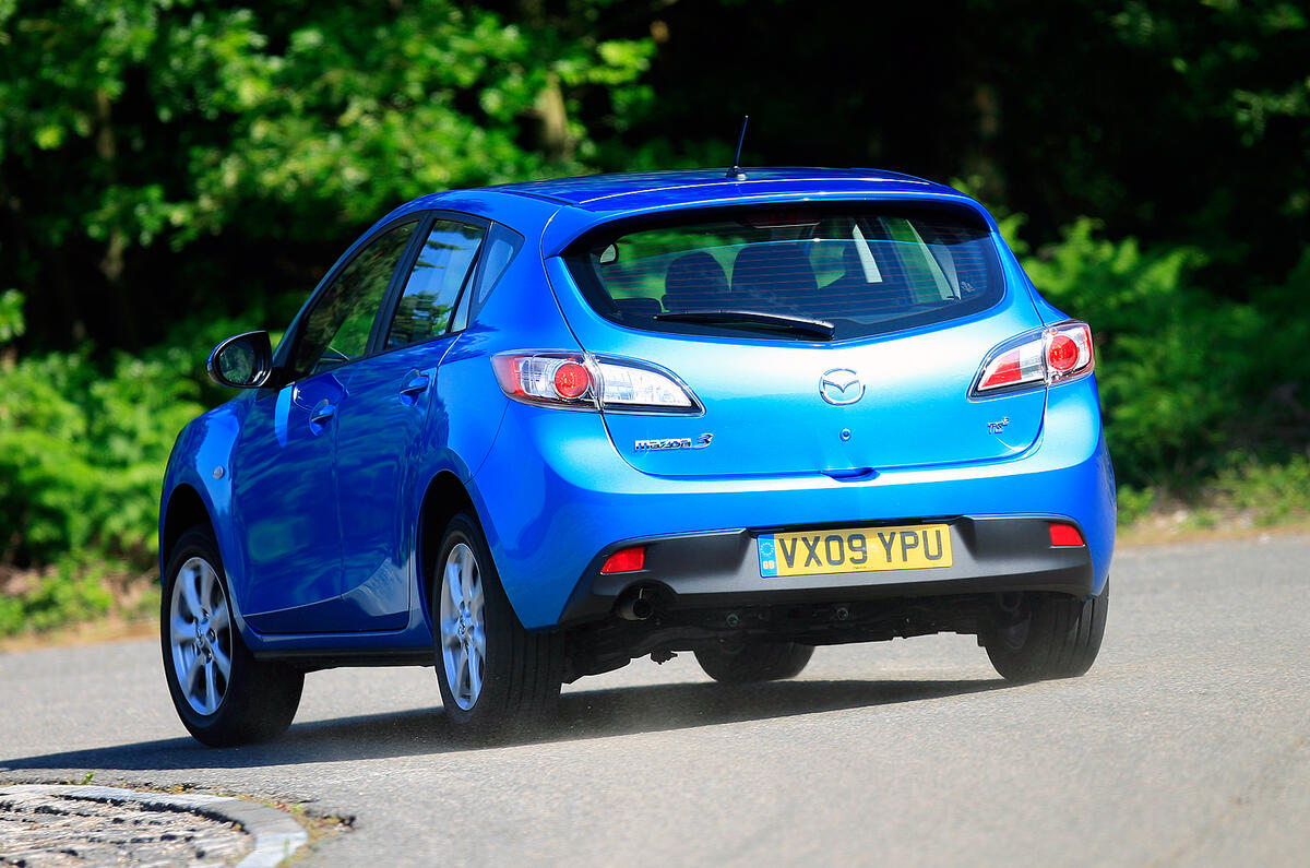 There’s welcome pliancy over bumpy roads, but performance is modest Mazda 3 rear cornering