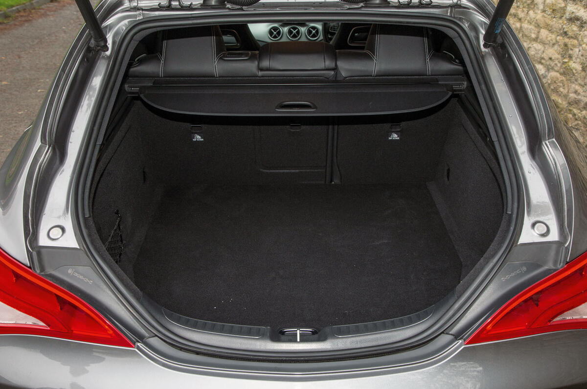 The accessible and powered tailgate opening to the CLA Shooting Brake's boot
